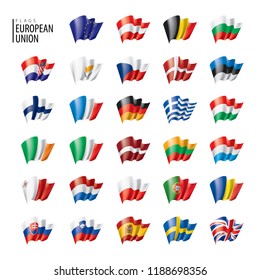 flags of the european union. Vector illustration.