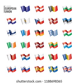 flags of the european union. Vector illustration.