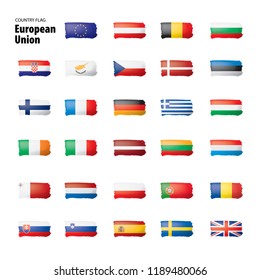 flags of the european union. Vector illustration.