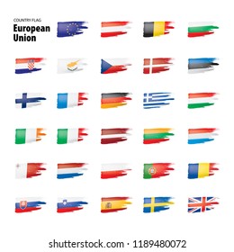 flags of the european union. Vector illustration.