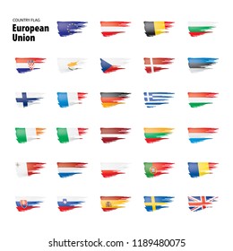 flags of the european union. Vector illustration.