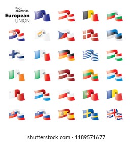 flags of the european union. Vector illustration.