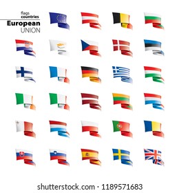 flags of the european union. Vector illustration.