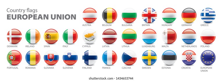 flags of the european union. Vector illustration.
