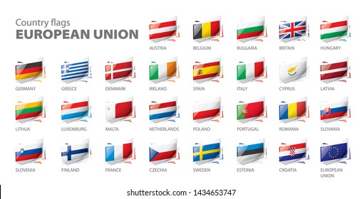 flags of the european union. Vector illustration.
