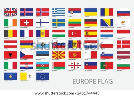 Flags of the European Union. Vector illustration. Set of flags.
