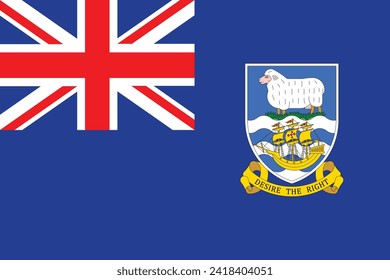 Flaggen der Falklandinseln. Flaches Elementdesign. Nationale Flagge. Weißer isolierter Hintergrund 