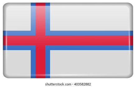 Flags of Faroe Islands in the form of a magnet on refrigerator with reflections light. Vector illustration