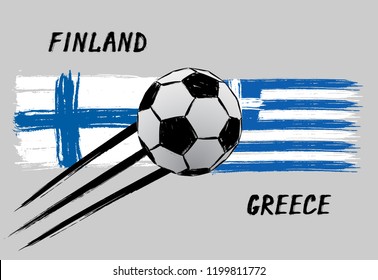 Flags of Finland and Greece -  Icon for football Nations League - Grunge
