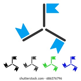 Flags flat vector pictograph. Colored flags gray, black, blue, green icon versions. Flat icon style for web design.