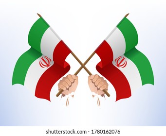 Flags flew across from Iran