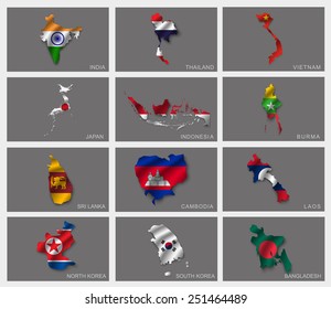 Flags in the form of states with shadows