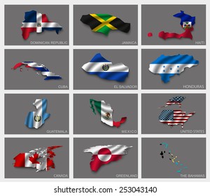 Flags in the form of states with shadows