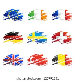 Flags in the form traces brush isolated vector