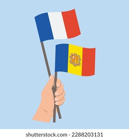 Flags of France and Andorra, Hand Holding flags