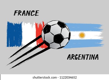 Flags of France and Argentina - Icon for football championship - Grunge