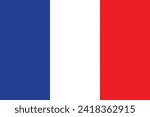 Flags of France. Flat element design. National Flag. White isolated background 