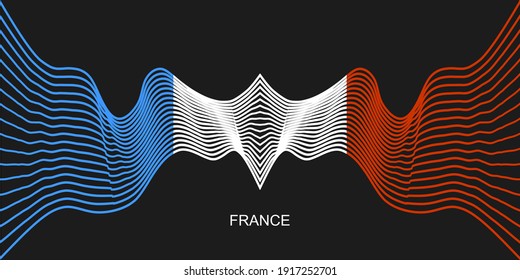 Flags of France. Independence day celebration card concept. Waved stripes