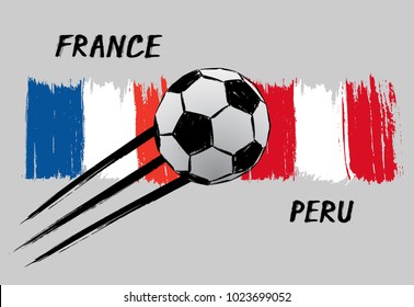 Flags of France and Peru - Icon for football championship - Grunge