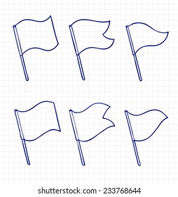 Flags Free Hand Sketch, Outlines