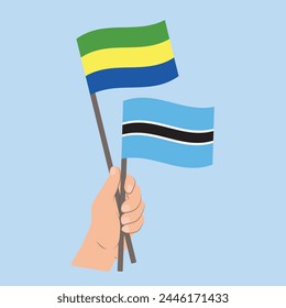 Flags of Gabon and Botswana, Hand Holding flags