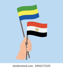 Banderas de Gabón y Egipto, Banderas de mano
