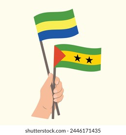 Flags of Gabon and São Tomé and Príncipe, Hand Holding flags