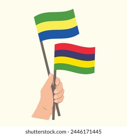 Banderas de Gabón y Mauricio, Banderas de mano
