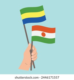 Flags of Gabon and Niger, Hand Holding flags