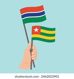 Flags the Gambia and Togo, Hand Holding flags