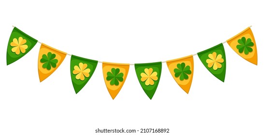 Flags garland with clower. Saint Patricks Day illustration.