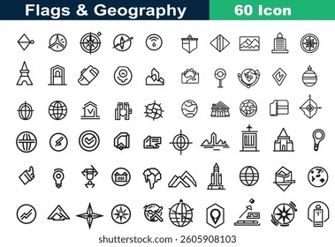 Flags and Geography Line art Icon