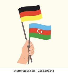 Flags of Germany and Azerbaijan, Hand Holding flags