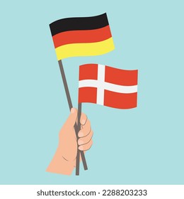 Flaggen Deutschlands und Dänemarks, Händeflaggen