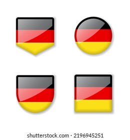 Flags of Germany - glossy collection. Set of vector illustrations
