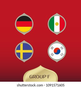 Flags of Germany, Mexico, Sweden and Republic of Korea, group f teams, football competition 2018