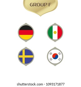Flags of Germany, Mexico, Sweden and Republic of Korea, group f teams, football competition 2018