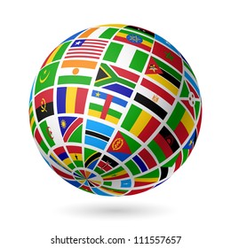 Flags globe. Africa. Vector.