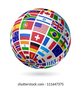 Flags globe. Vector.