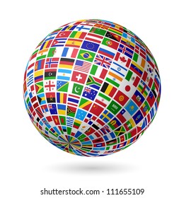 Flags globe. Vector.