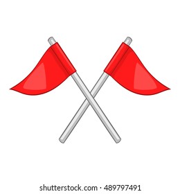 Flags of golf course icon in cartoon style isolated on white background. Sport symbol vector illustration