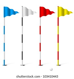 Flags of the golf course. Illustration on white background.