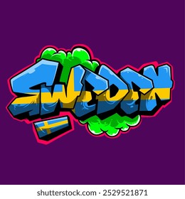 Flags in graffiti art style 