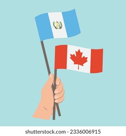 Flags of Guatemala and Canada, Hand Holding flags