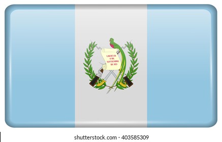 Flags of Guatemala in the form of a magnet on refrigerator with reflections light. Vector illustration