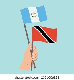 Flags of Guatemala and Trinidad and Tobago, Hand Holding flags