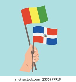 Flags of Guinea and the Dominican Republic, Hand Holding flags