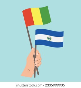 Flags of Guinea and El Salvador, Hand Holding flags