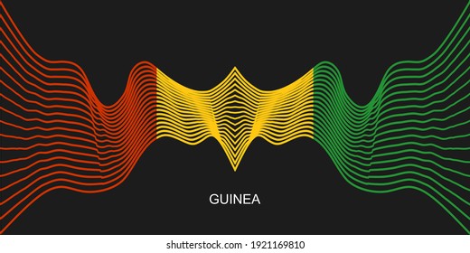 Flags of Guinea. Independence day celebration card concept. Waved stripes