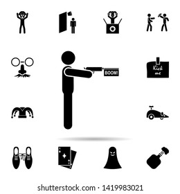 with flags gun icon. Universal set of day of jokes for website design and development, app development